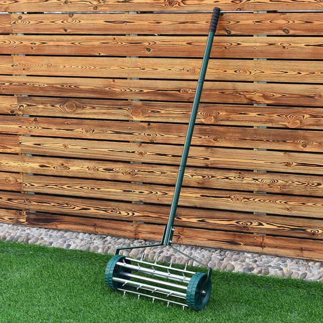 Lawn Aerator Roller, 45cm Wide, Steel & Plastic