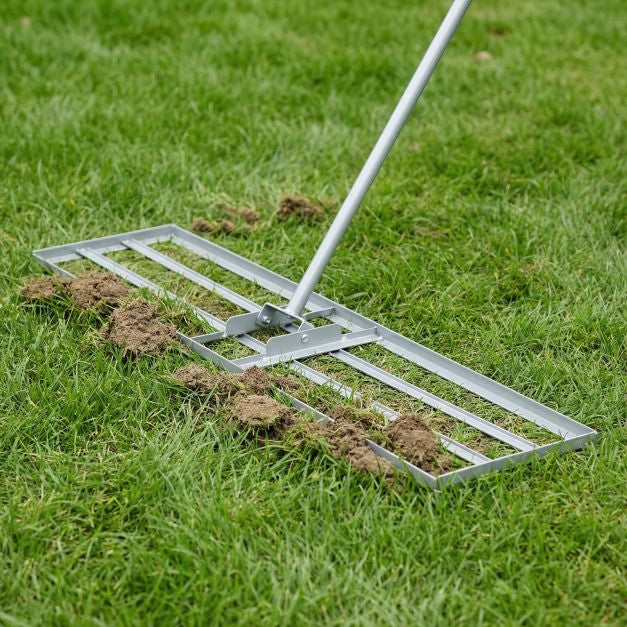 Lawn Leveling Rake, 177 cm Adjustable Handle, 106x25 cm Plate