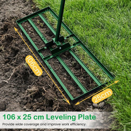 Lawn Leveling Rake, 177cm Adjustable Handle, Anti-Slip Grip