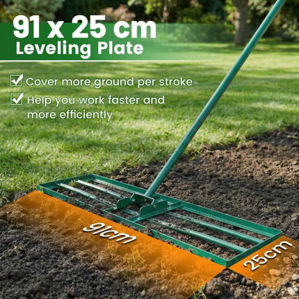 Lawn Leveling Rake, 91x25 cm, Adjustable Handle