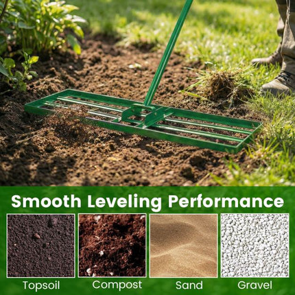 Lawn Leveling Rake, 91x25 cm, Adjustable Handle