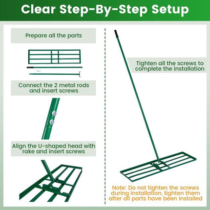 Lawn Leveling Rake, 91x25 cm, Adjustable Handle