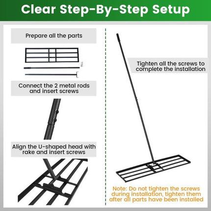 Lawn Leveling Rake, Adjustable Handle, 180 U-Head