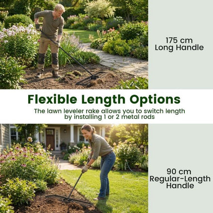 Lawn Leveling Rake, Adjustable Handle, 180 U-Head