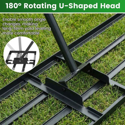Lawn Leveling Rake, Adjustable Handle, 180 U-Head