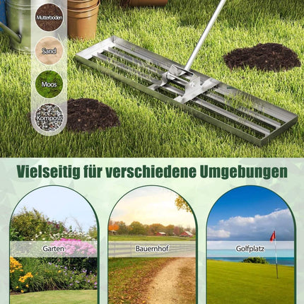 Lawn Leveling Rake with Ergonomic Handle, 106x25 cm