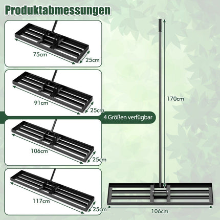 Lawn Leveling Rake with Ergonomic Handle, 106 x 25 cm