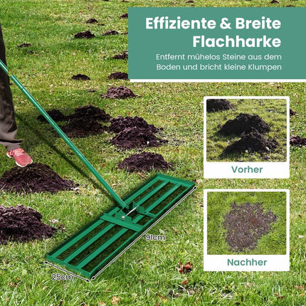 Lawn Leveling Rake with Ergonomic Handle, 91x25 cm