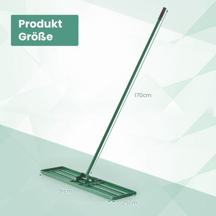Lawn Leveling Rake with Ergonomic Handle, 91x25 cm
