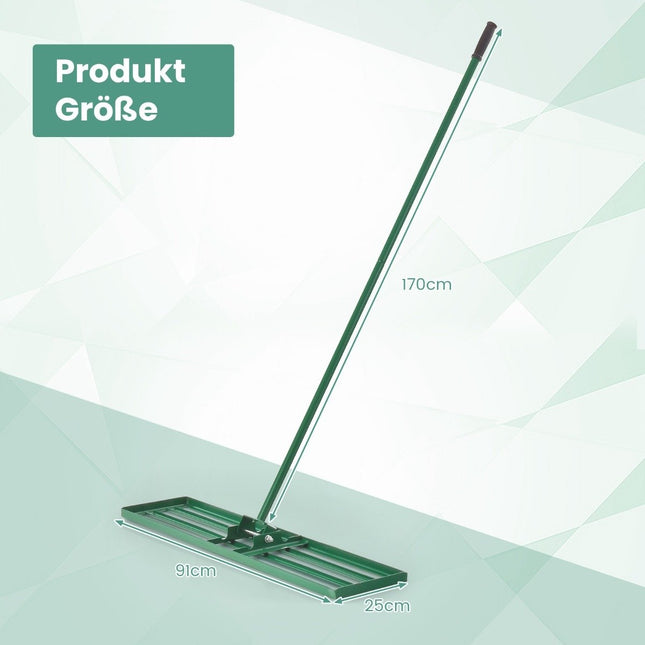 Lawn Leveling Rake with Ergonomic Handle, 91x25 cm
