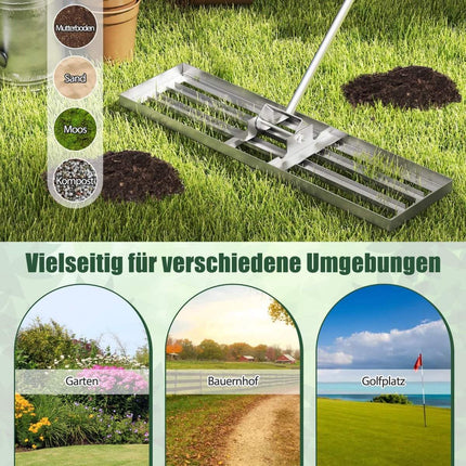 Lawn Leveling Rake with Ergonomic Handle, Metal, 91x25 cm