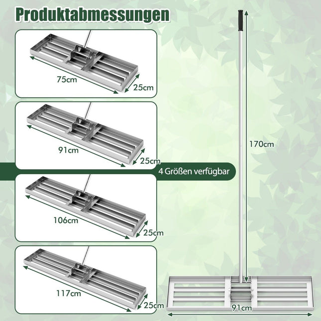 Lawn Leveling Rake with Ergonomic Handle, Metal, 91x25 cm