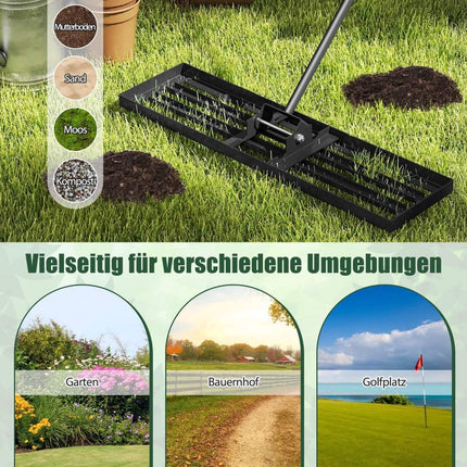 Lawn Leveling Rake with Ergonomic Handle, Metal, 91x25 cm
