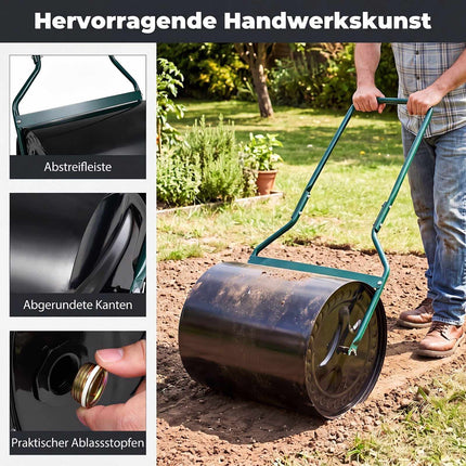 Lawn Roller, 16 Gallon Water/Sand Fill, Metal, Black