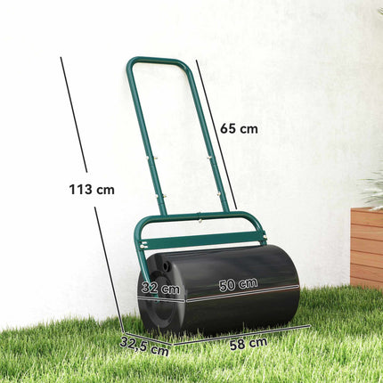 Lawn Roller, Steel, 38L Capacity, Dark Green, Easy Grip