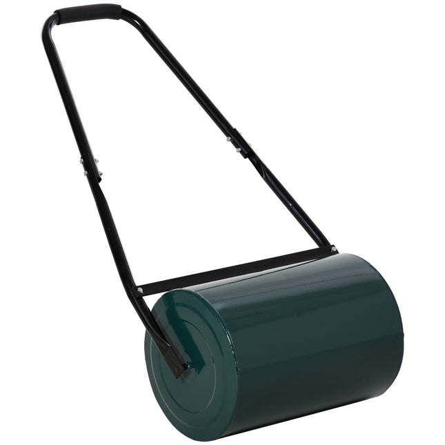 Lawn roller with U-handle, 31 cm diameter, metal, green