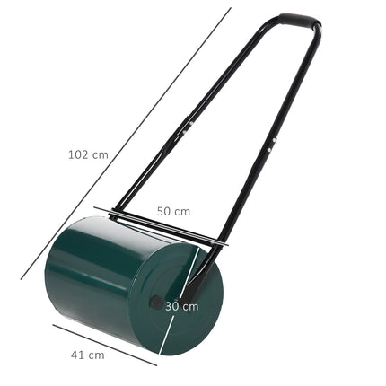 Lawn roller with U-handle, 31 cm diameter, metal, green