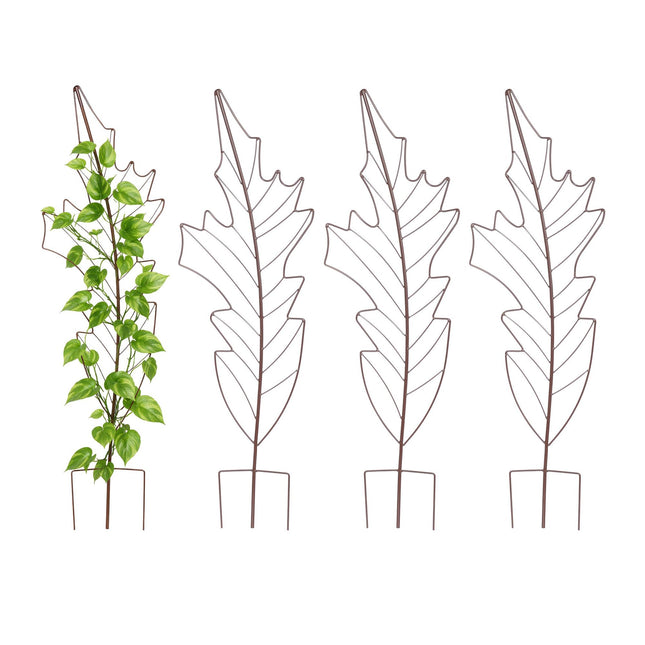 Leaf-Shaped Metal Trellis Set for Climbing Plants