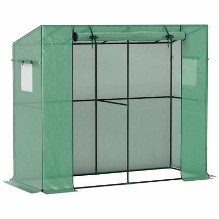 Lean-To Mini Greenhouse with UV Cover, Roll-Up Door