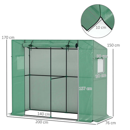 Lean-To Mini Greenhouse with UV Cover, Roll-Up Door
