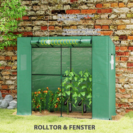 Lean-To Mini Greenhouse with UV Cover, Roll-Up Door