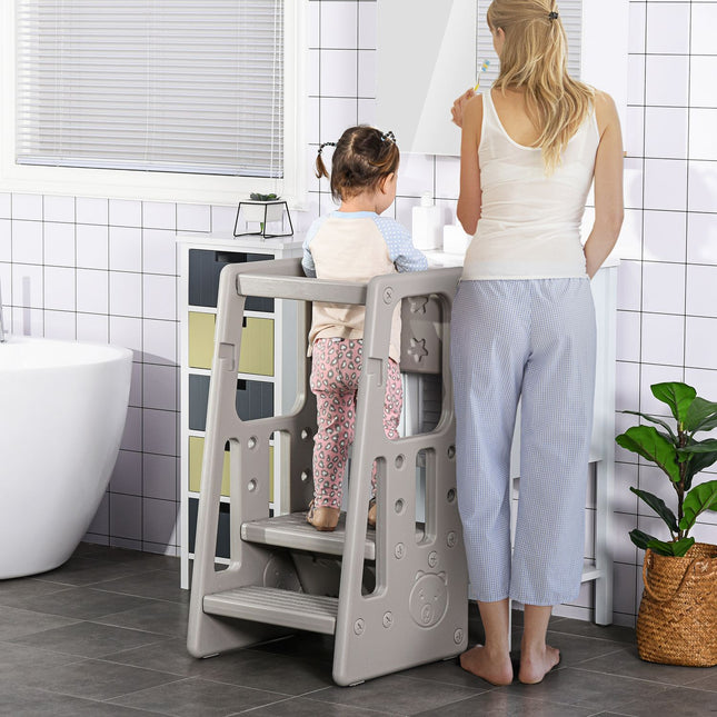 Height-adjustable Montessori Learning Tower for children