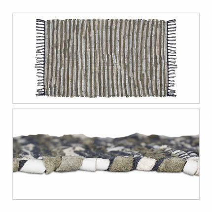 Leather & Cotton Runner Rug 60x100 cm