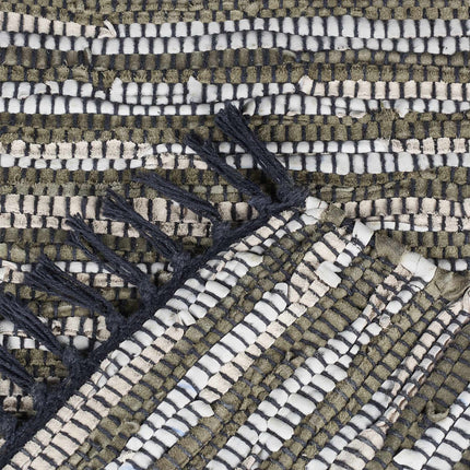 Leather & Cotton Runner Rug 60x100 cm