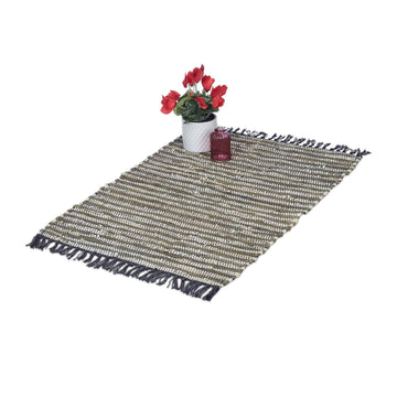 Leather & Cotton Runner Rug 60x100 cm