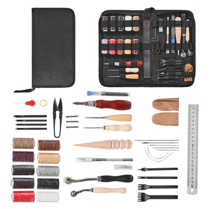 Leather Working Tools Kit, 38-Piece with Canvas Storage Bag