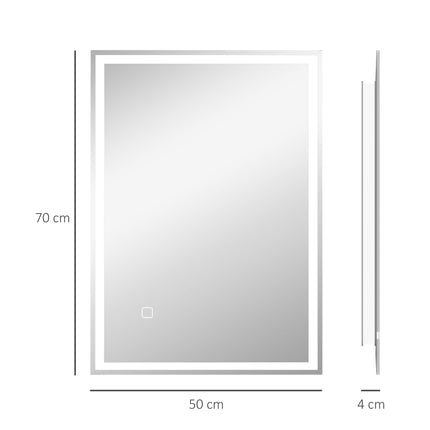 LED Bathroom mirror, 80x60cm, fog-free, Touch Switch