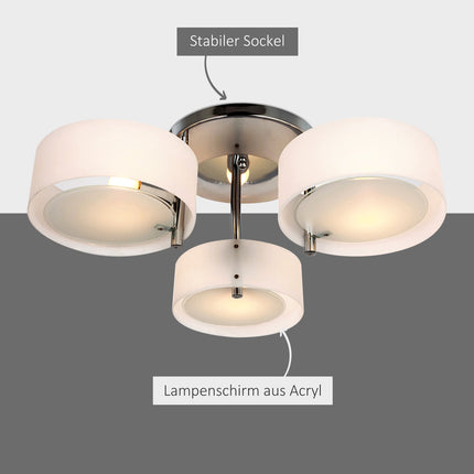 LED ceiling lamp, 3-bulb, E27 40W, warm white, Ø64cm