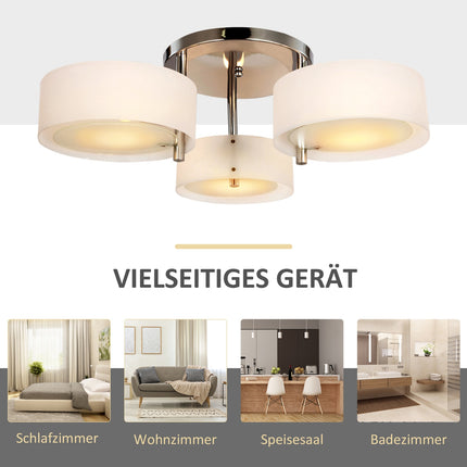 LED ceiling lamp, 3-bulb, E27 40W, warm white, Ø64cm