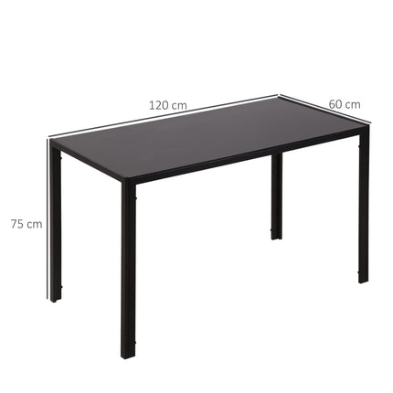 LED kitchen dining table for 4, tempered glass, black
