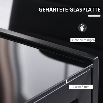 LED kitchen dining table for 4, tempered glass, black