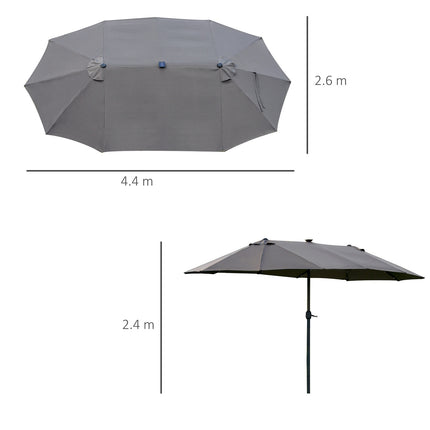 Large LED Garden Umbrella, Oval 440x260cm, Dark Grey