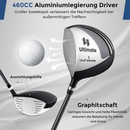 Left-Handed Men's Complete Golf Club Set with Bag