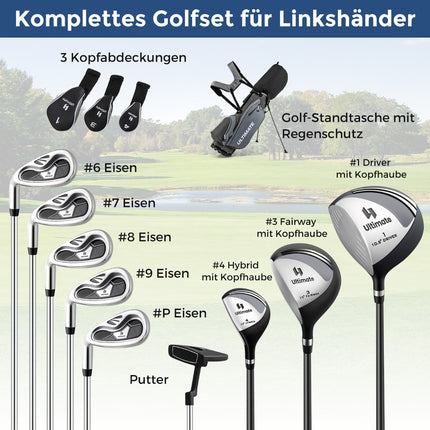 Left-Handed Men's Complete Golf Club Set with Bag
