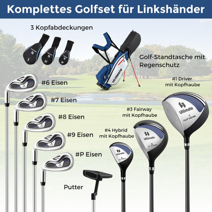 Left-Handed Men's Complete Golf Club Set with Bag