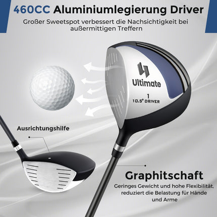 Left-Handed Men's Complete Golf Club Set with Bag