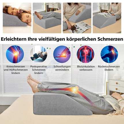 Leg Pillow with Memory Foam, Ergonomic, 60x54.5x20 cm, Gray