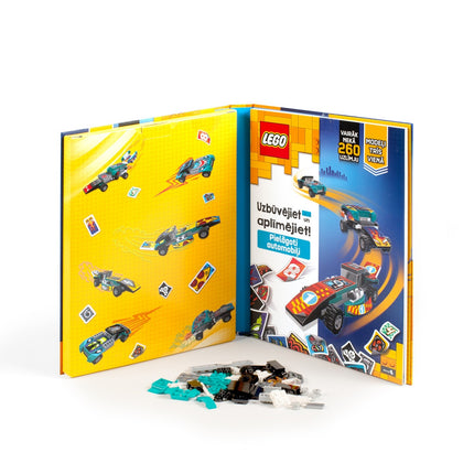 Lego Iconic Activity Book "Build And Stick: Custom Cars"- Latvian