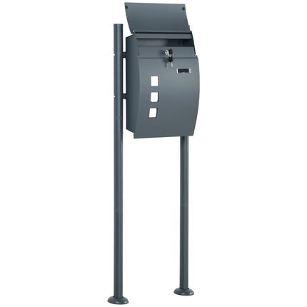 Letterbox with rack, magazine compartment & window, steel