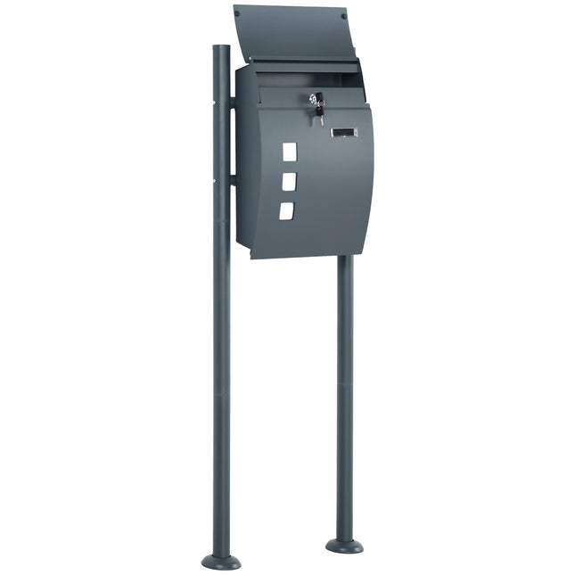 Letterbox with rack, magazine compartment & window, steel