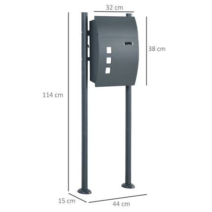 Letterbox with rack, magazine compartment & window, steel