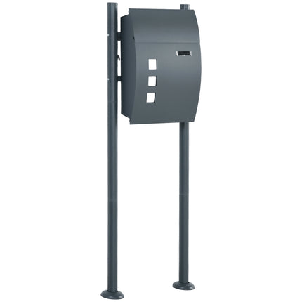 Letterbox with rack, magazine compartment & window, steel
