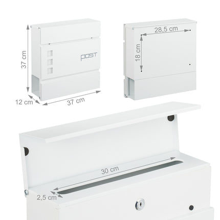 Letterbox with Newspaper Tube – Wall-Mounted, Iron