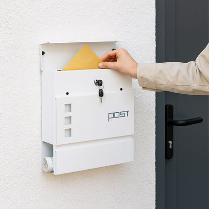 Letterbox with Newspaper Tube – Wall-Mounted, Iron