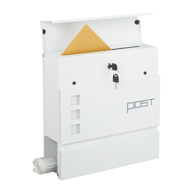 Letterbox with Newspaper Tube – Wall-Mounted, Iron