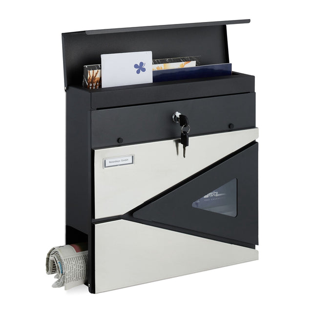 Letterbox with newspaper holder